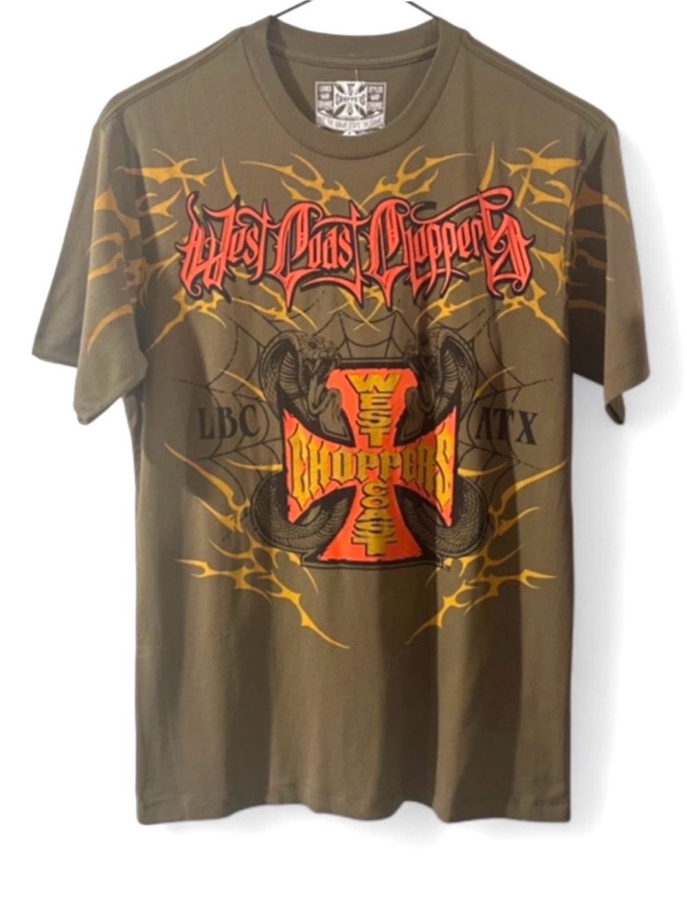 West Coast Choppers LBC Olive Green Graphic T-Shirt Size Men’s Small